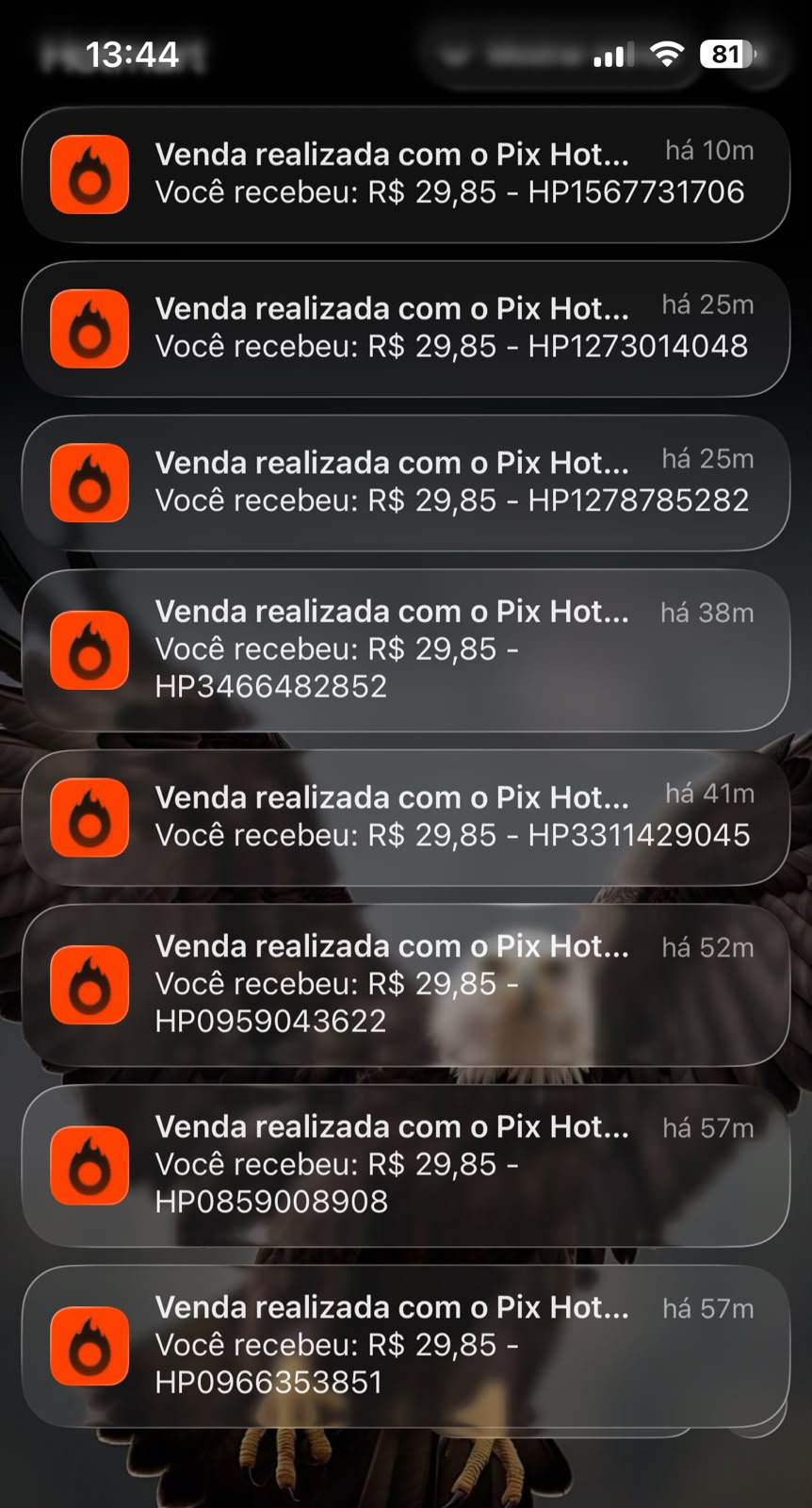 Notificações de vendas realizadas com Pix